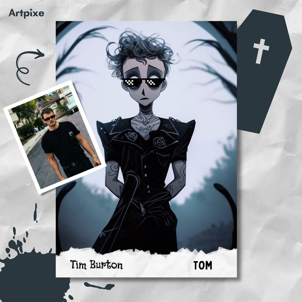 Portrait Cartoon personnalisé | Tim Burton