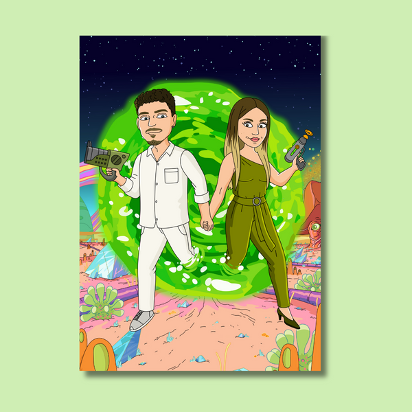 Retrato Caricatura personalizado | Rick & Morty